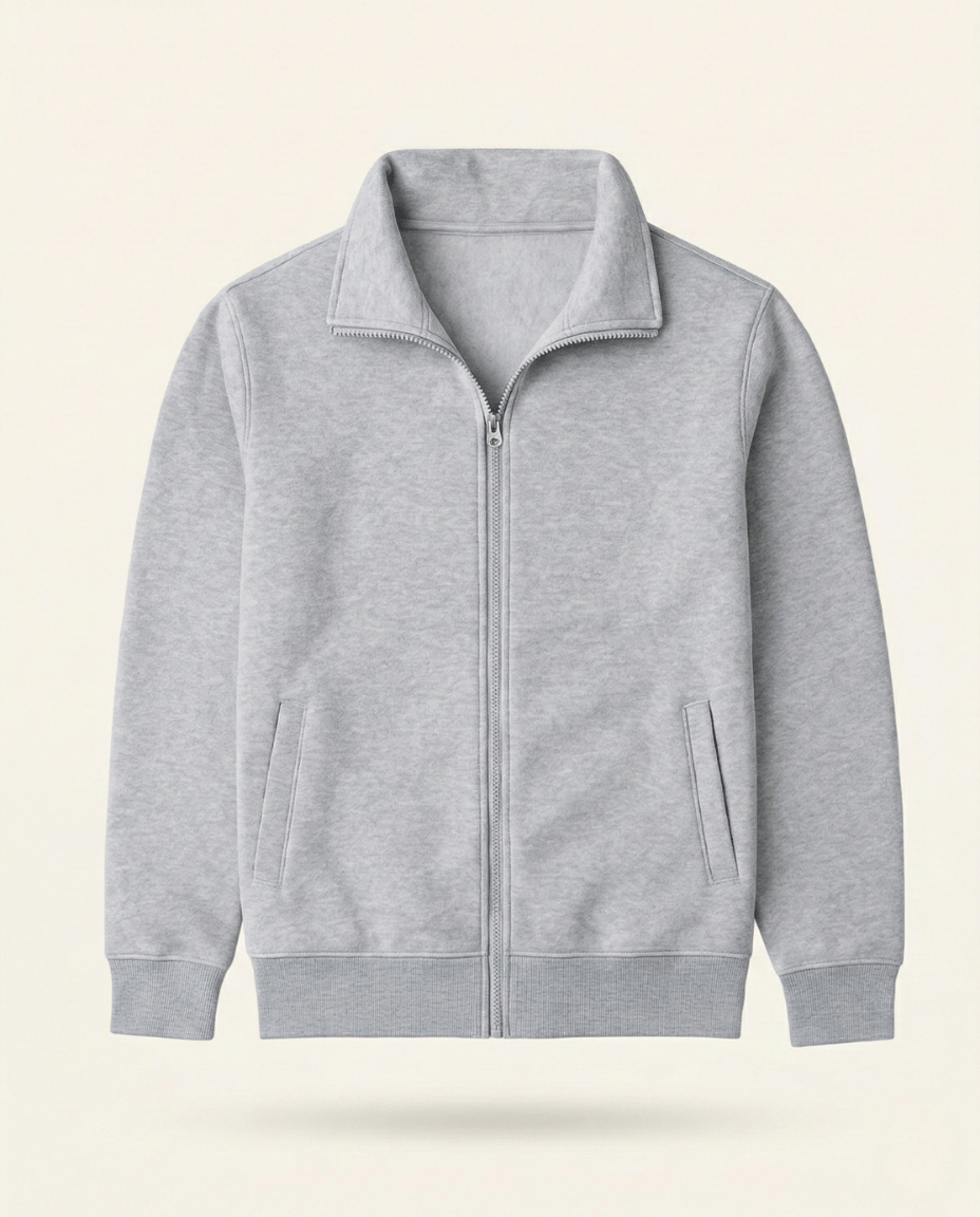 St. Martin Co Navy Full-Zip Stand Collar Fleece Jacket — detail view