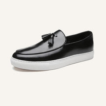 St. Martin Co Tan Tassel Loafer Flatform Sole — detail view
