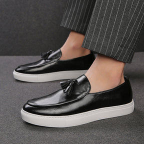 St. Martin Co Tan Tassel Loafer Flatform Sole — detail view