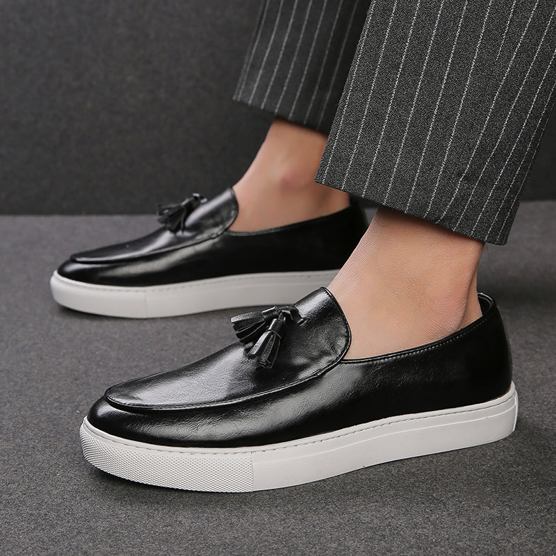 St. Martin Co Tan Tassel Loafer Flatform Sole — detail view