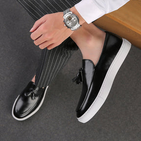 St. Martin Co Tan Tassel Loafer Flatform Sole — detail view