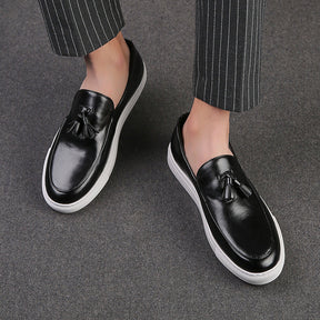 St. Martin Co Tan Tassel Loafer Flatform Sole — detail view