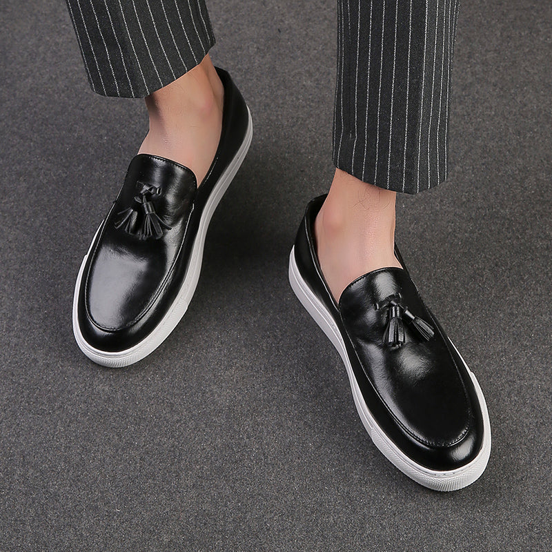 St. Martin Co Tan Tassel Loafer Flatform Sole — detail view