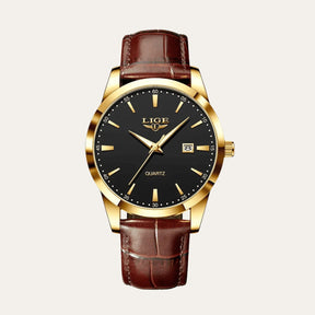 St. Martin Co White Dial Quartz Watch Brown Leather Strap — detail view