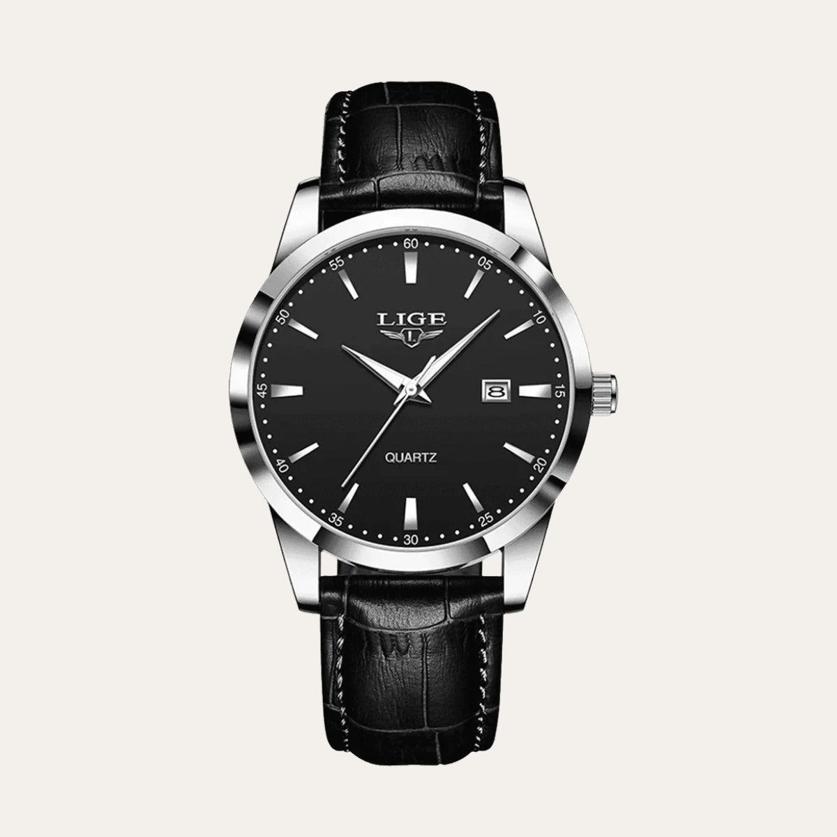 St. Martin Co White Dial Quartz Watch Brown Leather Strap — detail view
