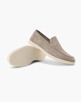 St. Martin Co Suede Slip-On Loafer Cream Rubber Sole — front view