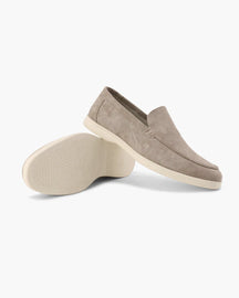 St. Martin Co Suede Slip-On Loafer Cream Rubber Sole — front view