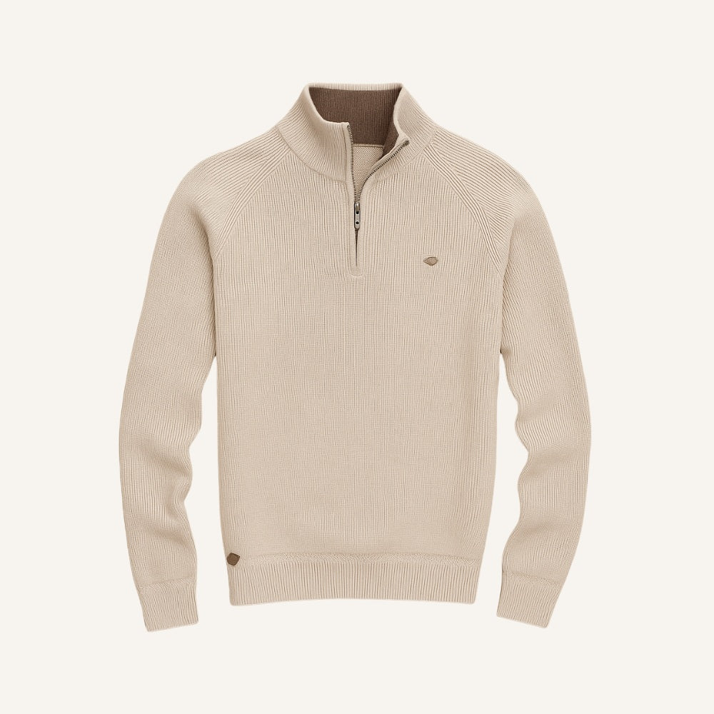 St. Martin Co Grey Ribbed Quarter-Zip Contrast Collar — detail view