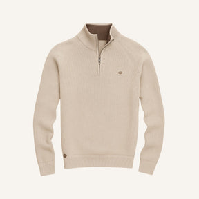 St. Martin Co Grey Ribbed Quarter-Zip Contrast Collar — detail view