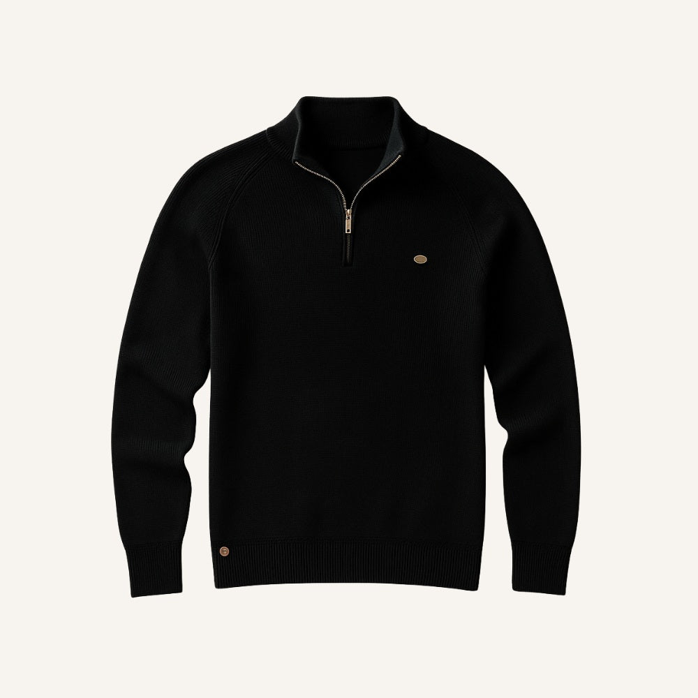 St. Martin Co Grey Ribbed Quarter-Zip Contrast Collar — detail view