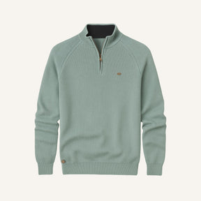 St. Martin Co Grey Ribbed Quarter-Zip Contrast Collar — lifestyle view