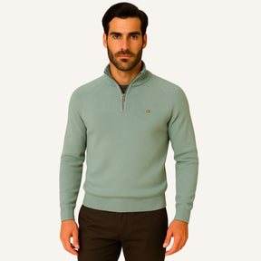 St. Martin Co Grey Ribbed Quarter-Zip Contrast Collar — detail view