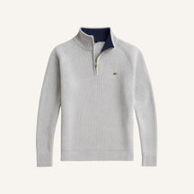 St. Martin Co Grey Ribbed Quarter-Zip Contrast Collar — front view