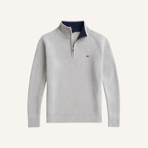 St. Martin Co Grey Ribbed Quarter-Zip Contrast Collar — front view