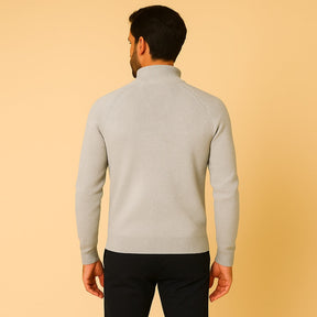 St. Martin Co Grey Ribbed Quarter-Zip Contrast Collar — detail view