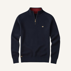 St. Martin Co Grey Ribbed Quarter-Zip Contrast Collar — detail view