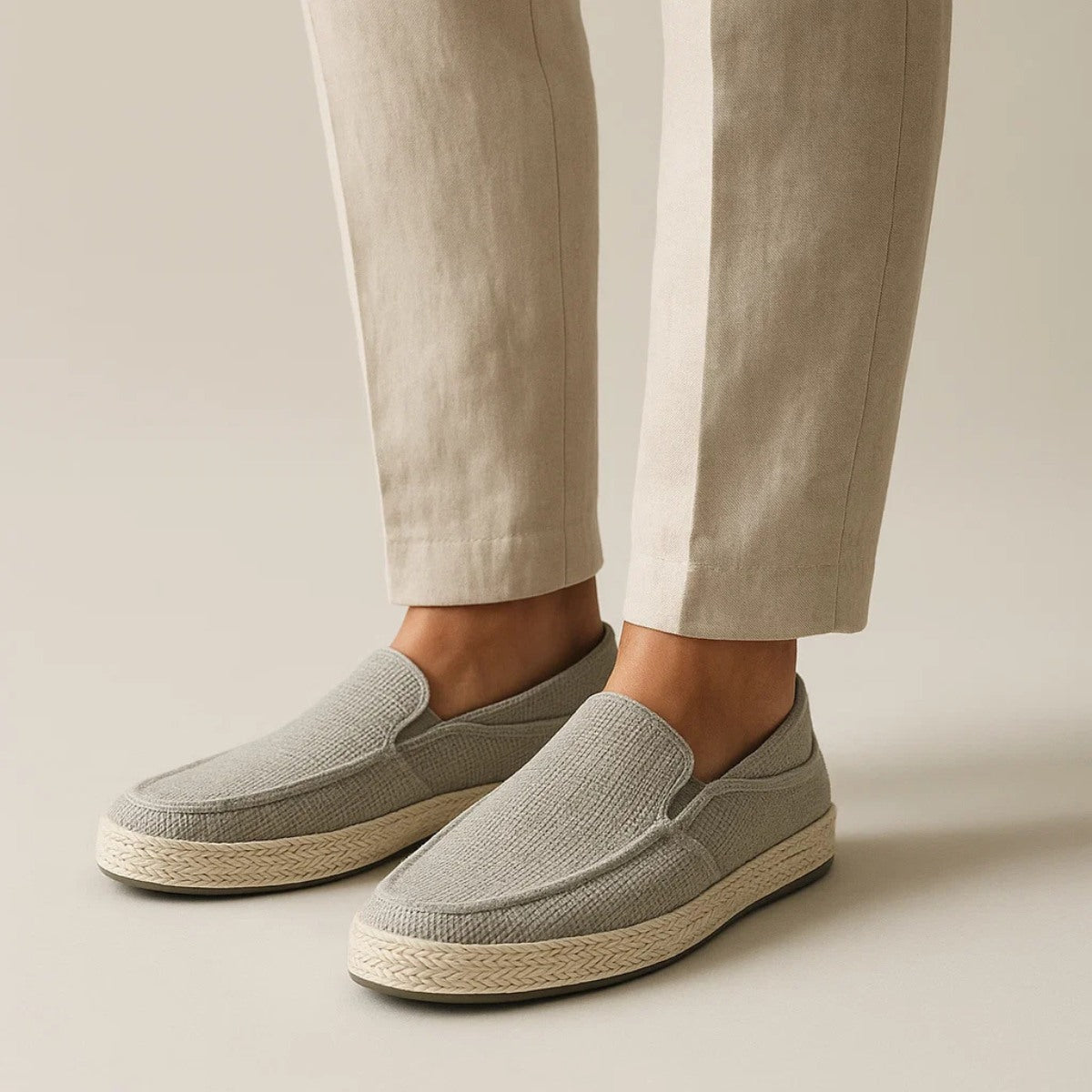 St. Martin Co Woven Canvas Espadrille Slip-On Loafer — back view