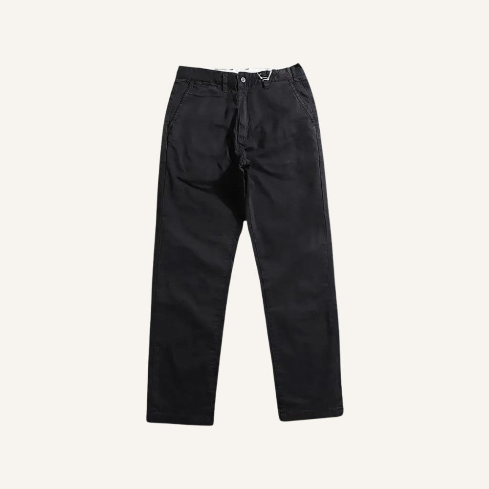 St. Martin Co Tapered Greige Cotton Chino Trousers — detail view