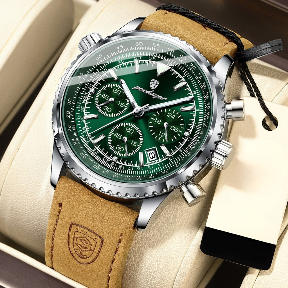 St. Martin Co Forest Dial Chronograph on Sand Strap — detail view