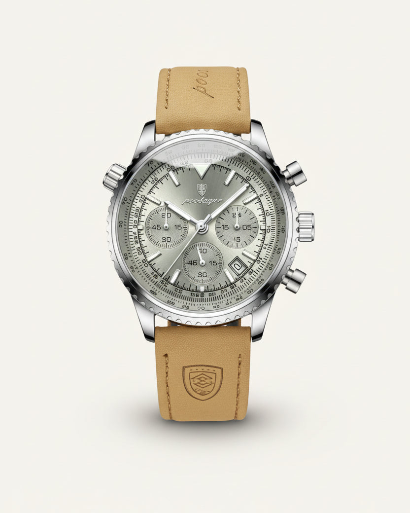 St. Martin Co Forest Dial Chronograph on Sand Strap — back view