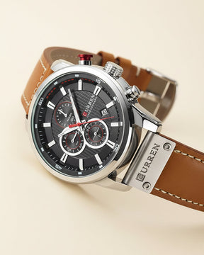 St. Martin Co Brown Dial Rose Gold Chronograph Watch — detail view