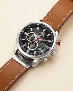 St. Martin Co Brown Dial Rose Gold Chronograph Watch — detail view