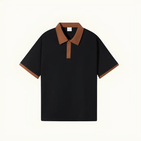 St. Martin Co Cream Contrast-Tipped Short Sleeve Polo — lifestyle view