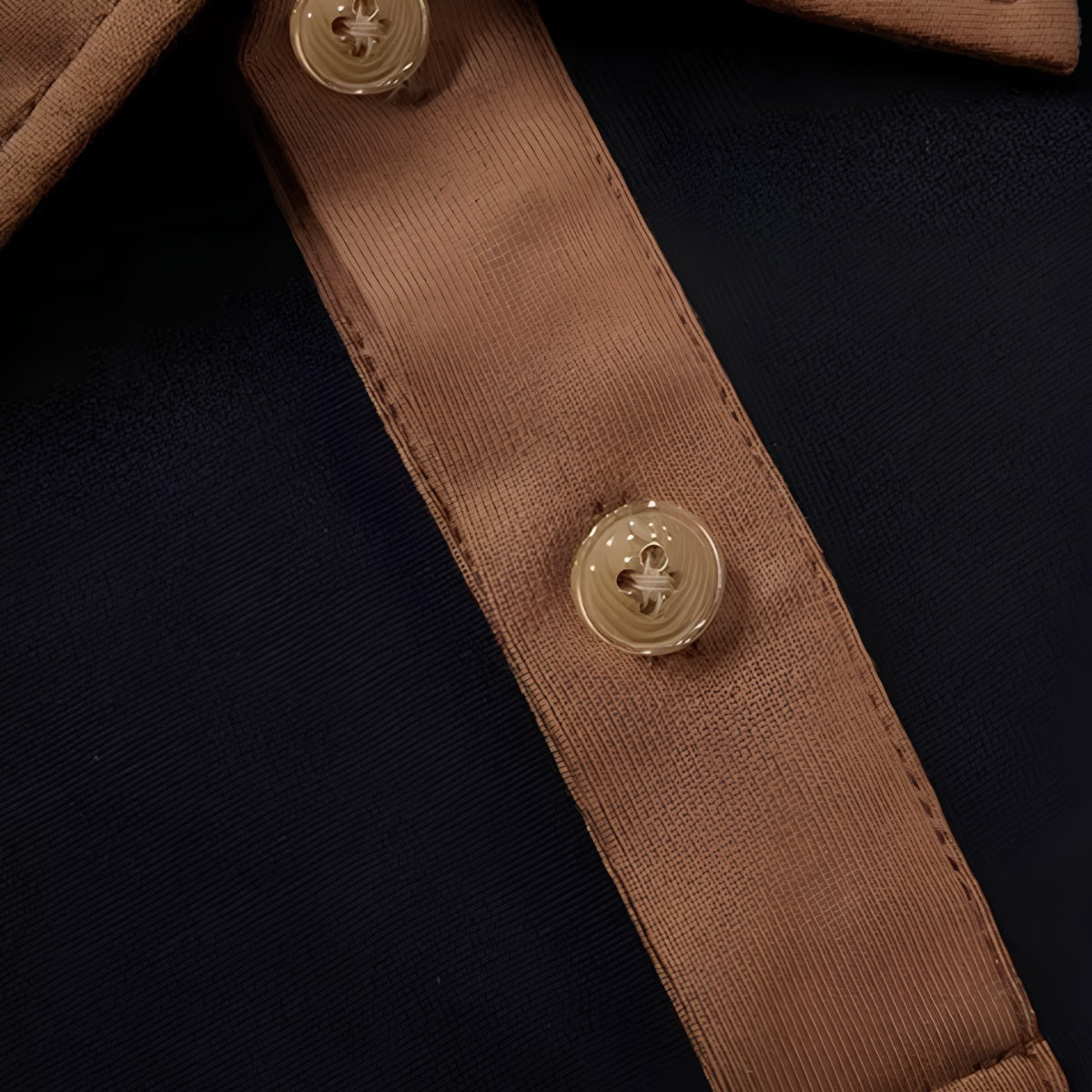 St. Martin Co Cream Contrast-Tipped Short Sleeve Polo — detail view