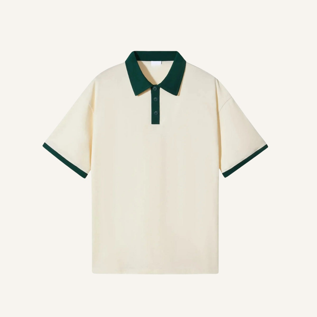 St. Martin Co Cream Contrast-Tipped Short Sleeve Polo — front view