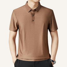 St. Martin Co Slate Grid Jacquard Short-Sleeve Polo — lifestyle view