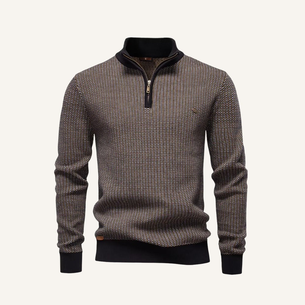 St. Martin Co Flecked Quarter-Zip with Contrast Trim — front view