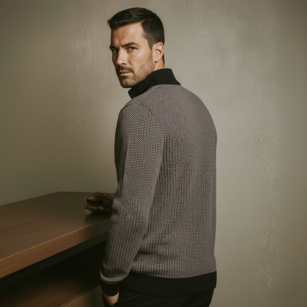 St. Martin Co Flecked Quarter-Zip with Contrast Trim — detail view
