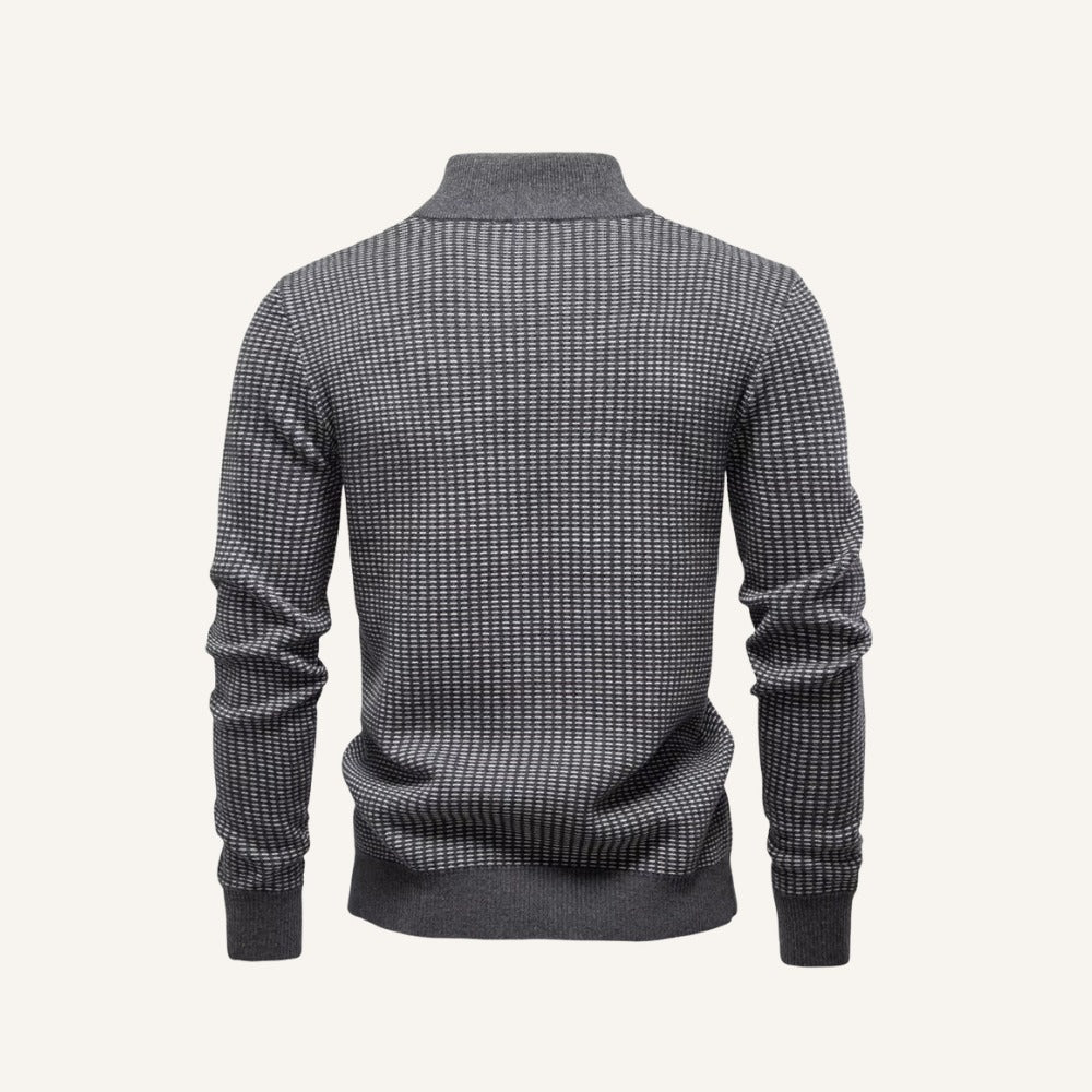 St. Martin Co Flecked Quarter-Zip with Contrast Trim — detail view