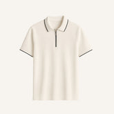 St. Martin Co Cream Quarter-Zip Tipped Collar Polo — front view