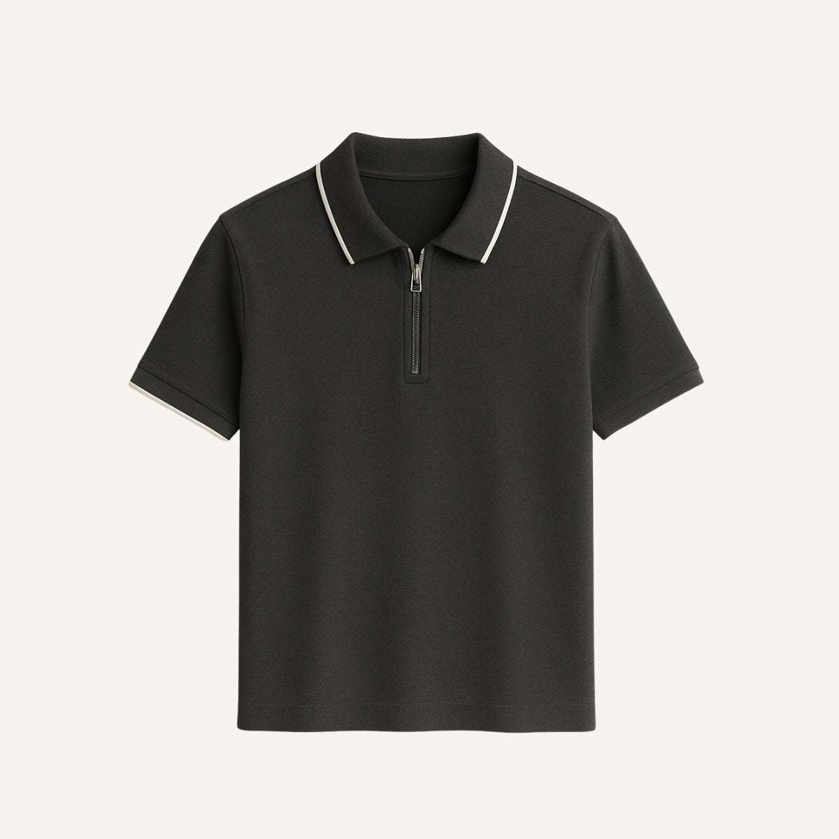 St. Martin Co Cream Quarter-Zip Tipped Collar Polo — side view