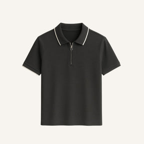 St. Martin Co Cream Quarter-Zip Tipped Collar Polo — side view