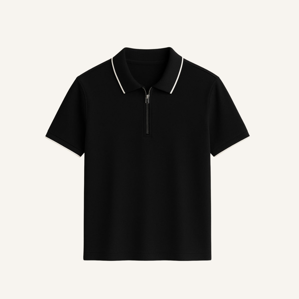 St. Martin Co Cream Quarter-Zip Tipped Collar Polo — lifestyle view