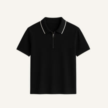 St. Martin Co Cream Quarter-Zip Tipped Collar Polo — lifestyle view