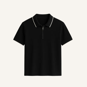 St. Martin Co Cream Quarter-Zip Tipped Collar Polo — lifestyle view