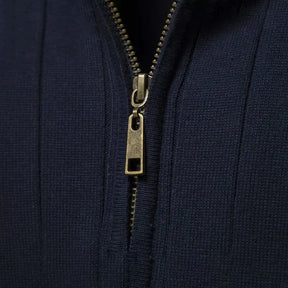 St. Martin Co Ribbed Quarter-Zip Knit in Stone — detail view