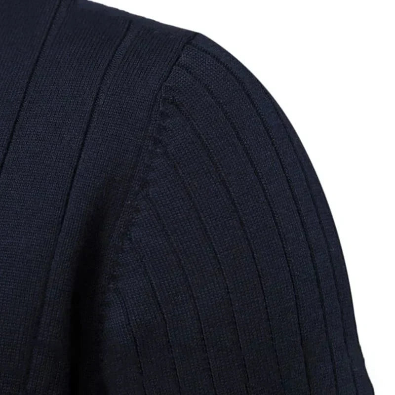 St. Martin Co Ribbed Quarter-Zip Knit in Stone — detail view
