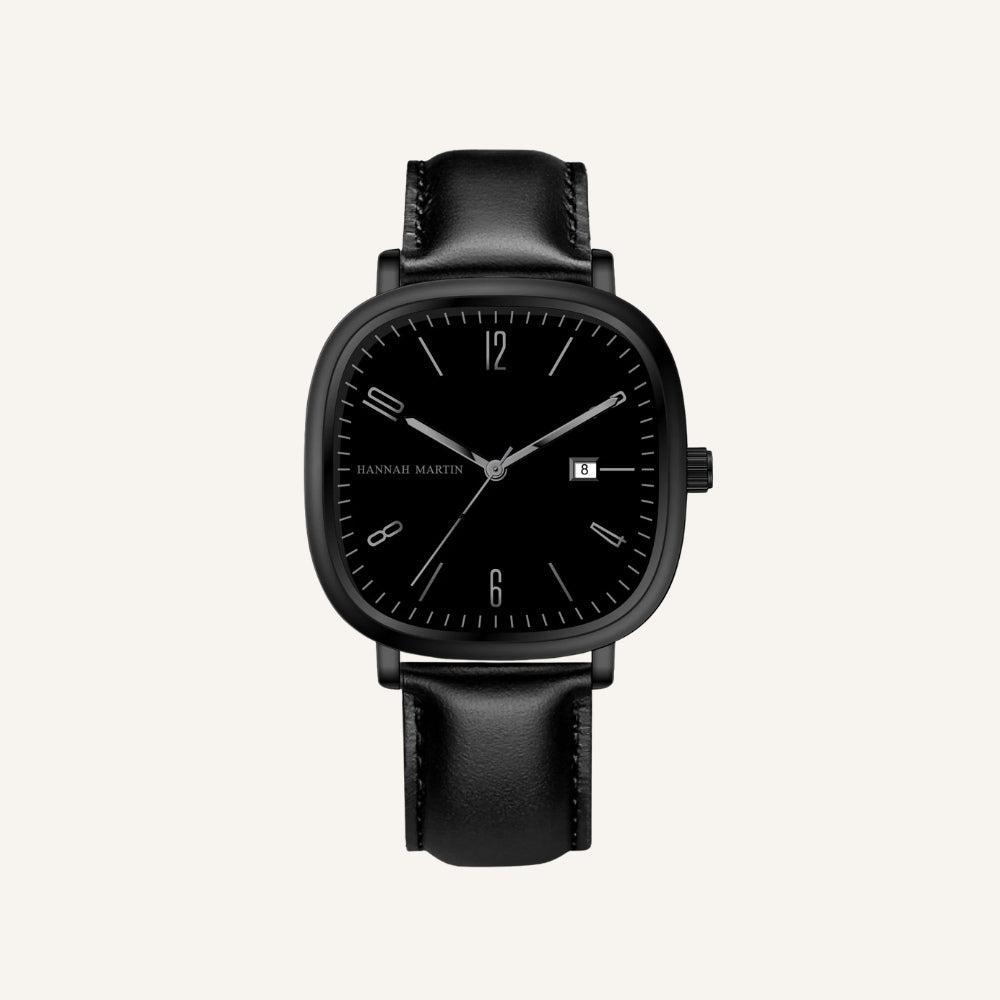 St. Martin Co Cushion Case Black Dial Date Watch — detail view