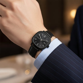 St. Martin Co Cushion Case Black Dial Date Watch — detail view