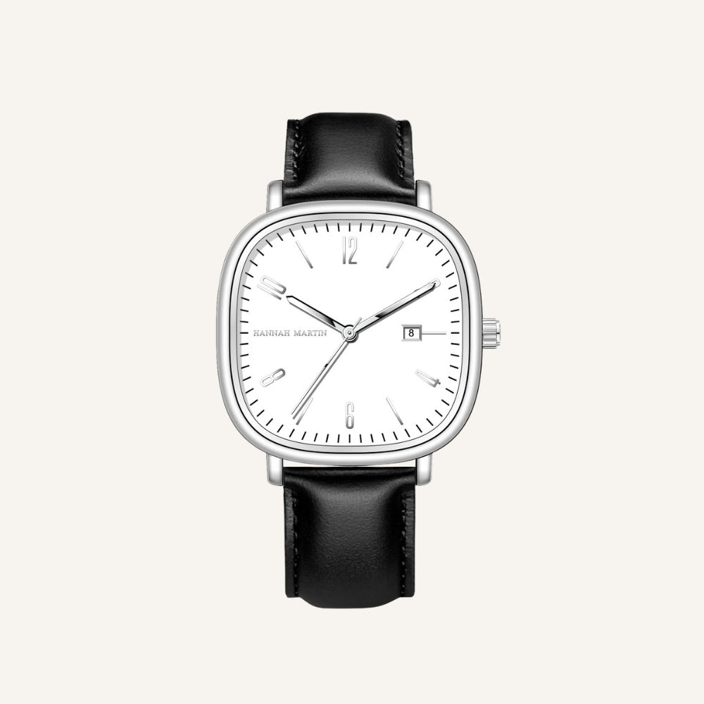 St. Martin Co Cushion Case Black Dial Date Watch — detail view