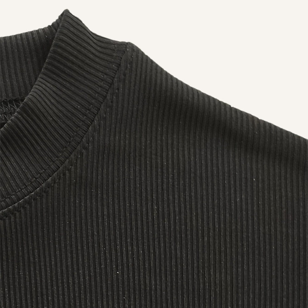St. Martin Co Black Ribbed Knit Crew-Neck Tee — lifestyle view