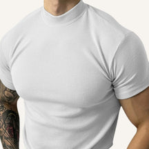 St. Martin Co Black Ribbed Knit Crew-Neck Tee — detail view