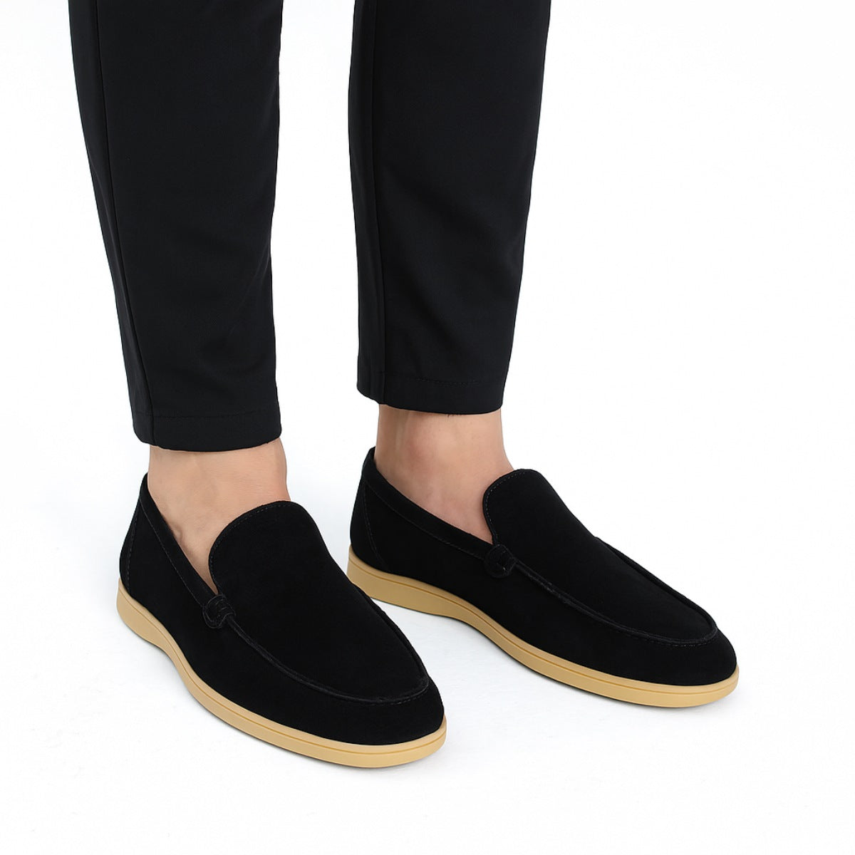 St. Martin Co Camel Suede Slip-On Walking Loafer — side view