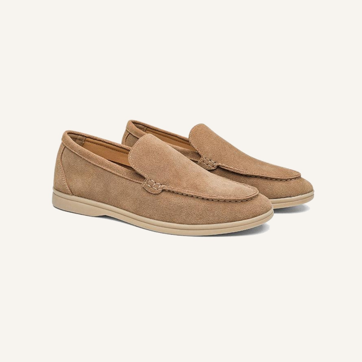 St. Martin Co Camel Suede Slip-On Walking Loafer — front view