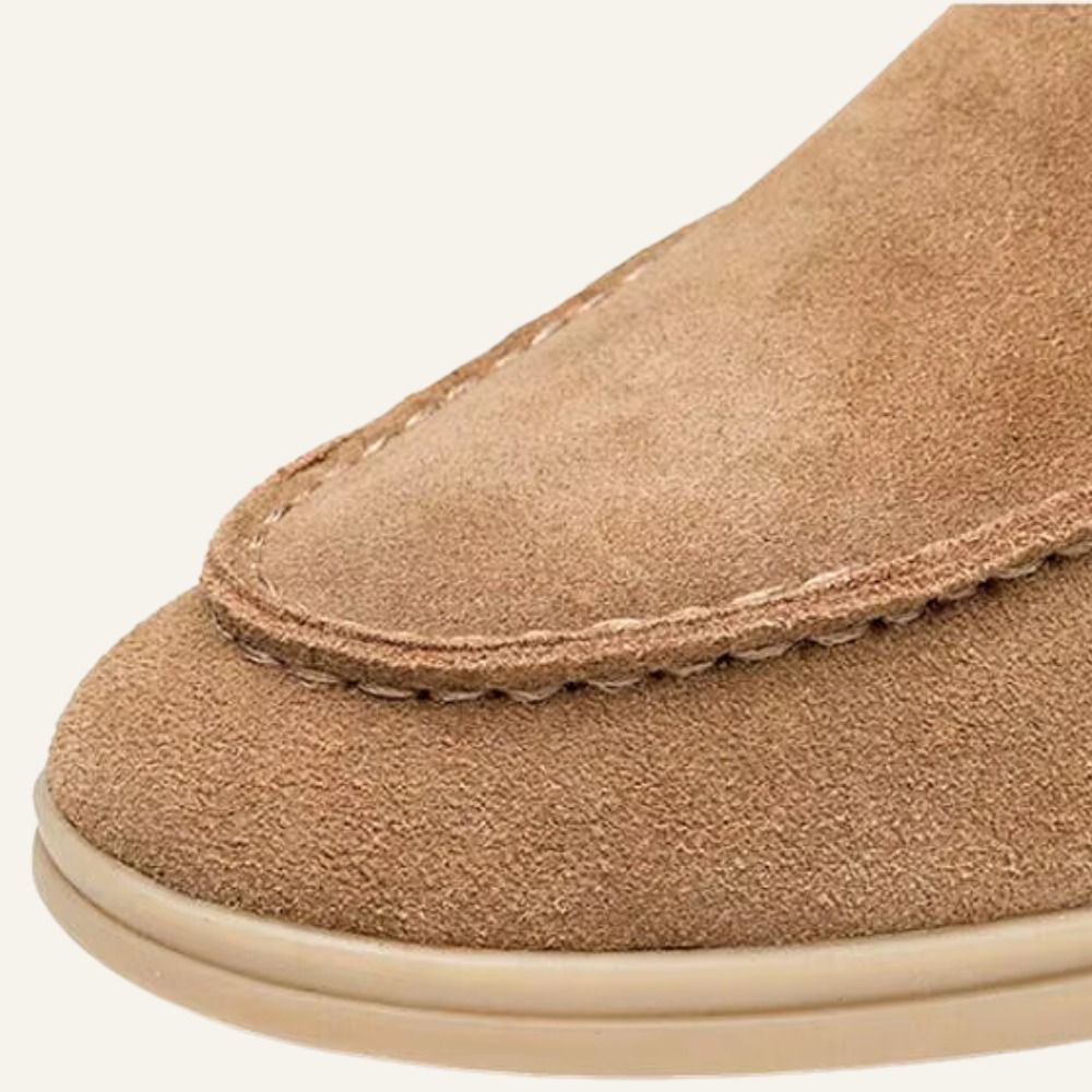St. Martin Co Camel Suede Slip-On Walking Loafer — detail view