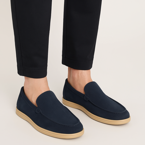 St. Martin Co Camel Suede Slip-On Walking Loafer — detail view